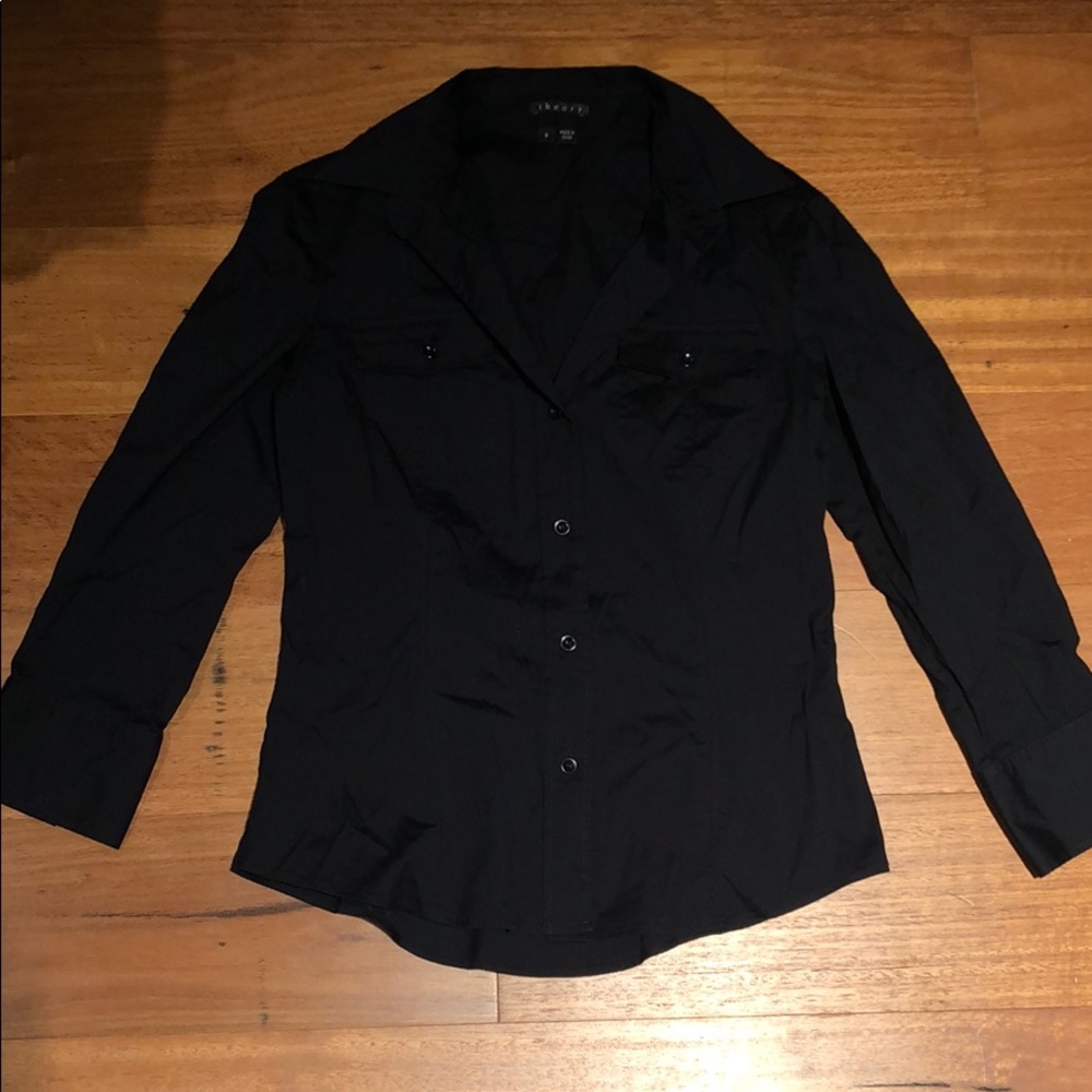 Theory button down - S - black